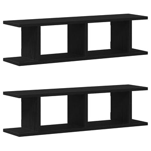 Wandregale 2er Set Schwarz Eiche 75cm