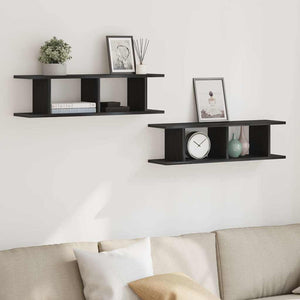 Wandregale 2er Set Schwarz Eiche 75cm