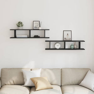 Wandregale 2er Set, Schwarz Eiche, 90cm