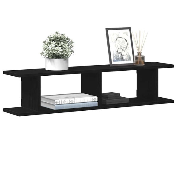 Wandregale 2er Set, Schwarz Eiche, 90cm
