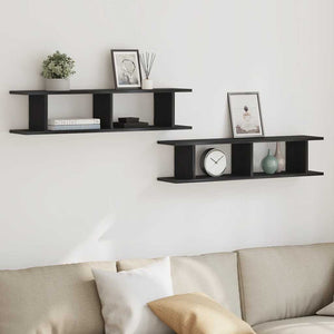 Wandregale 2er Set, Schwarz Eiche, 90cm