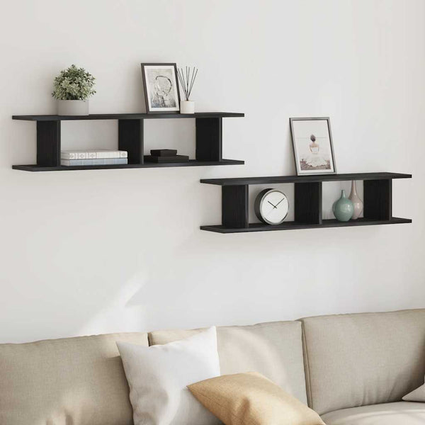 Wandregale 2er Set, Schwarz Eiche, 90cm