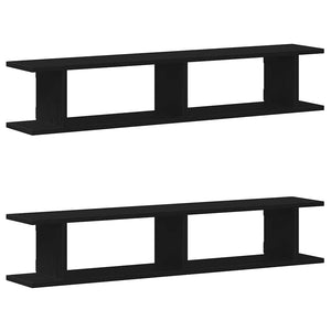 Wandregale 2er Set Schwarz Eiche 105cm