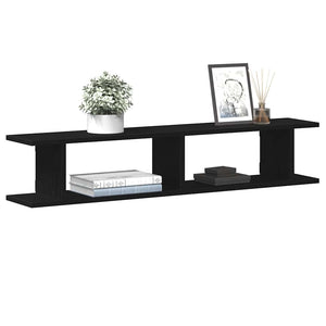 Wandregale 2er Set Schwarz Eiche 105cm