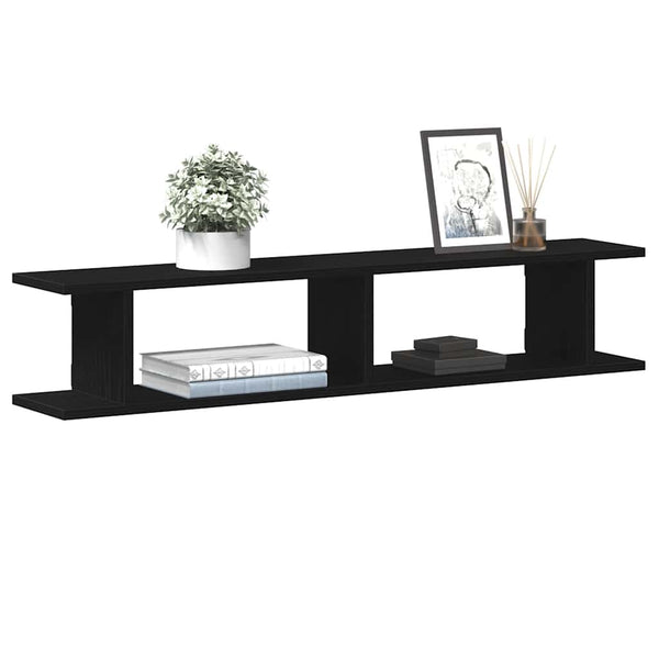 Wandregale 2er Set Schwarz Eiche 105cm