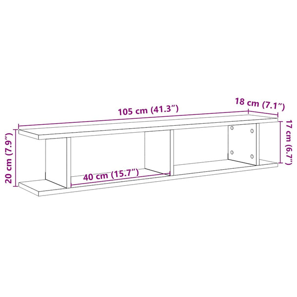 Wandregale 2er Set Schwarz Eiche 105cm