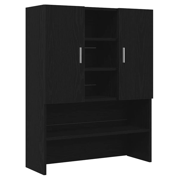 Waschmaschinenschrank Schwarz Eichenoptik 70,5x25,5x90 cm