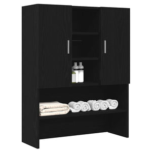 Waschmaschinenschrank Schwarz Eichenoptik 70,5x25,5x90 cm