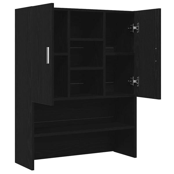 Waschmaschinenschrank Schwarz Eichenoptik 70,5x25,5x90 cm