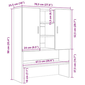 Waschmaschinenschrank Schwarz Eichenoptik 70,5x25,5x90 cm