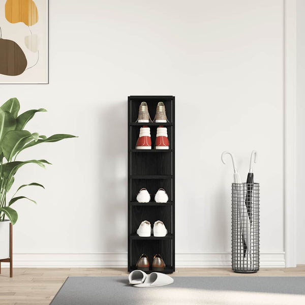 Schuhschrank Schwarz Eiche 25x27x102 cm