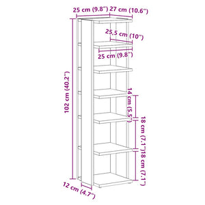 Schuhschrank Schwarz Eiche 25x27x102 cm