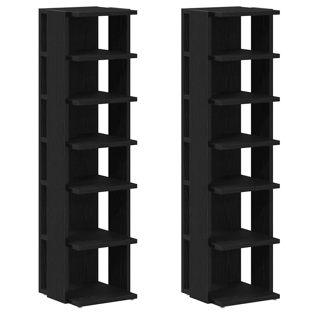 Schuhschrank 2er Set, Eichen-Optik Schwarz