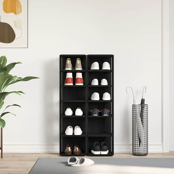 Schuhschrank 2er Set, Eichen-Optik Schwarz