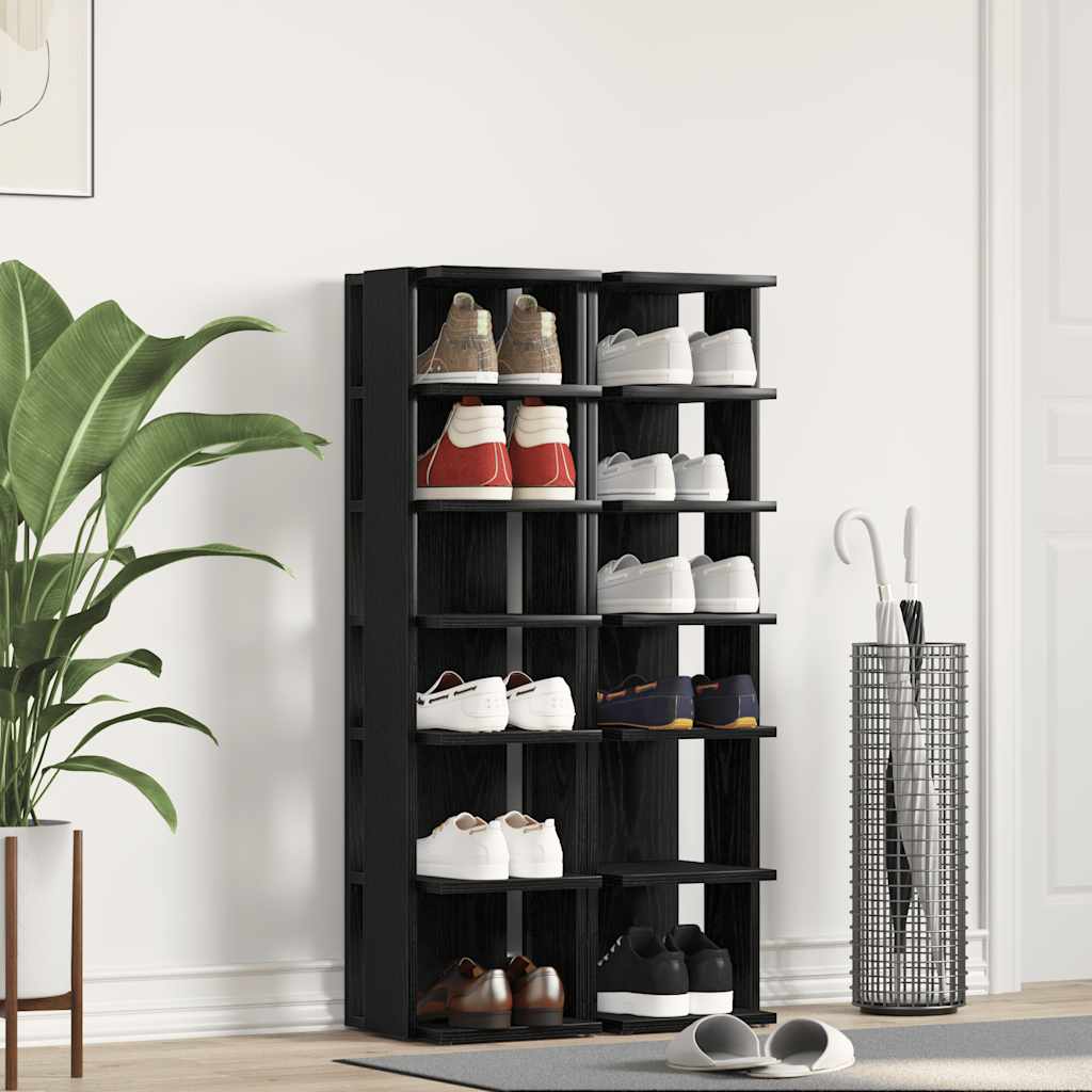 Schuhschrank 2er Set, Eichen-Optik Schwarz