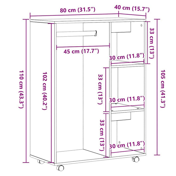 Kleiderschrank Schwarze Eiche 80x40x110cm