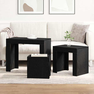 Satztische 3er Set Schwarz Eiche Optik