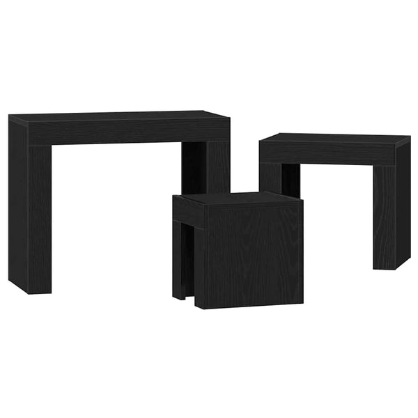 Satztische 3er Set Schwarz Eiche Optik