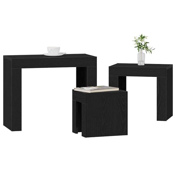 Satztische 3er Set Schwarz Eiche Optik