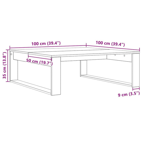 Schwarzer Couchtisch Eichenoptik 100x100 cm