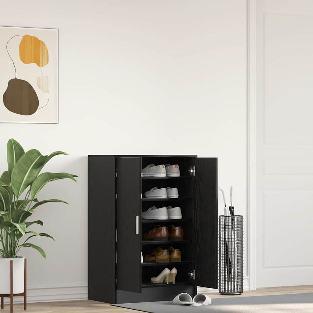 Schuhschrank Schwarz Eichen-Optik