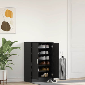 Schuhschrank Schwarz Eichen-Optik