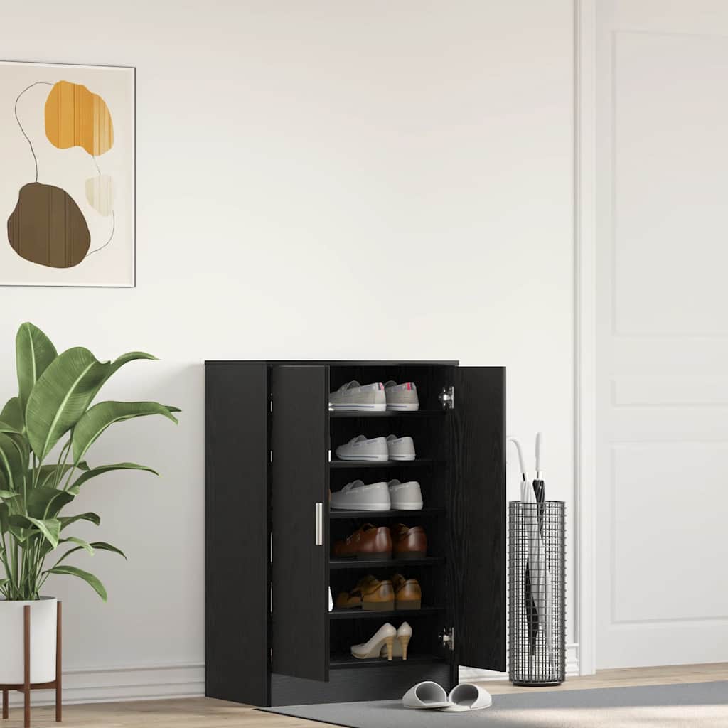 Schuhschrank Schwarz Eichen-Optik