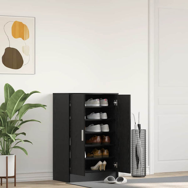 Schuhschrank Schwarz Eichen-Optik