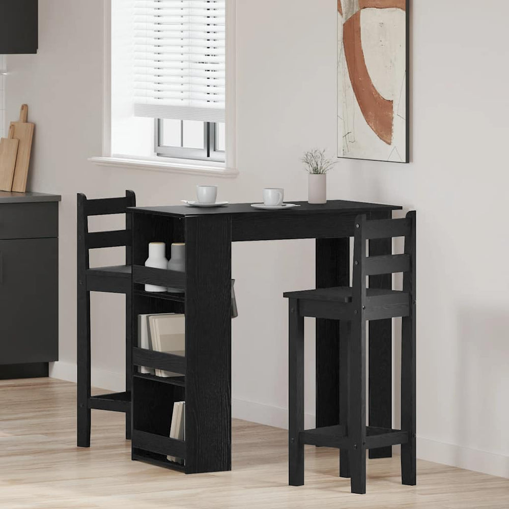 Bartisch mit Regal, Schwarz Eichen-Optik