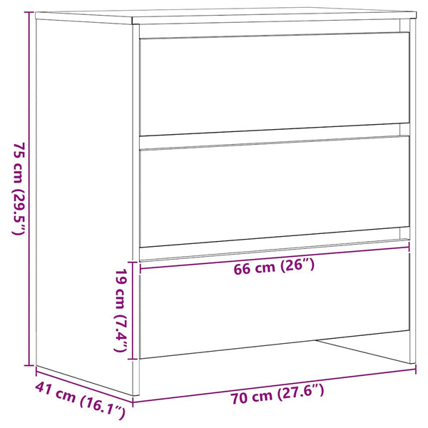 Schwarzes Sideboard Eichen-Optik 70 cm