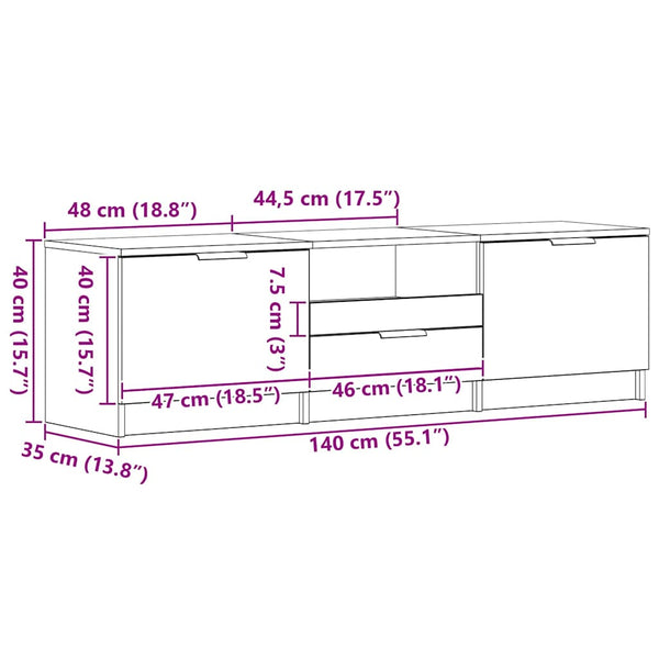 TV-Schrank mit Schubladen, 140 cm