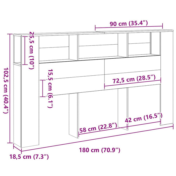 Schwarzes Kopfteil mit Eichen-Optik, 180 cm