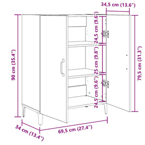 Schwarzes Sideboard Eichenoptik 69,5 cm