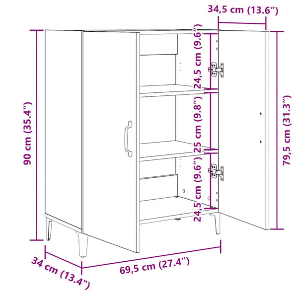 Schwarzes Sideboard Eichenoptik 69,5 cm