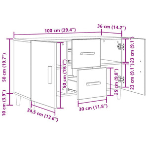 Schwarzes Sideboard Eichen-Optik 100 cm