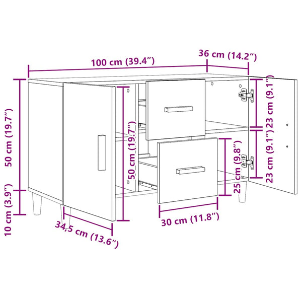 Schwarzes Sideboard Eichen-Optik 100 cm