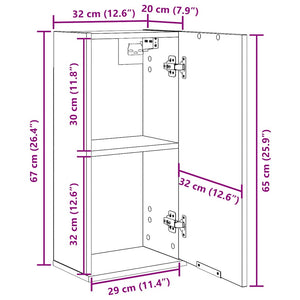Wandschrank Schwarze Eiche 32x20x67cm