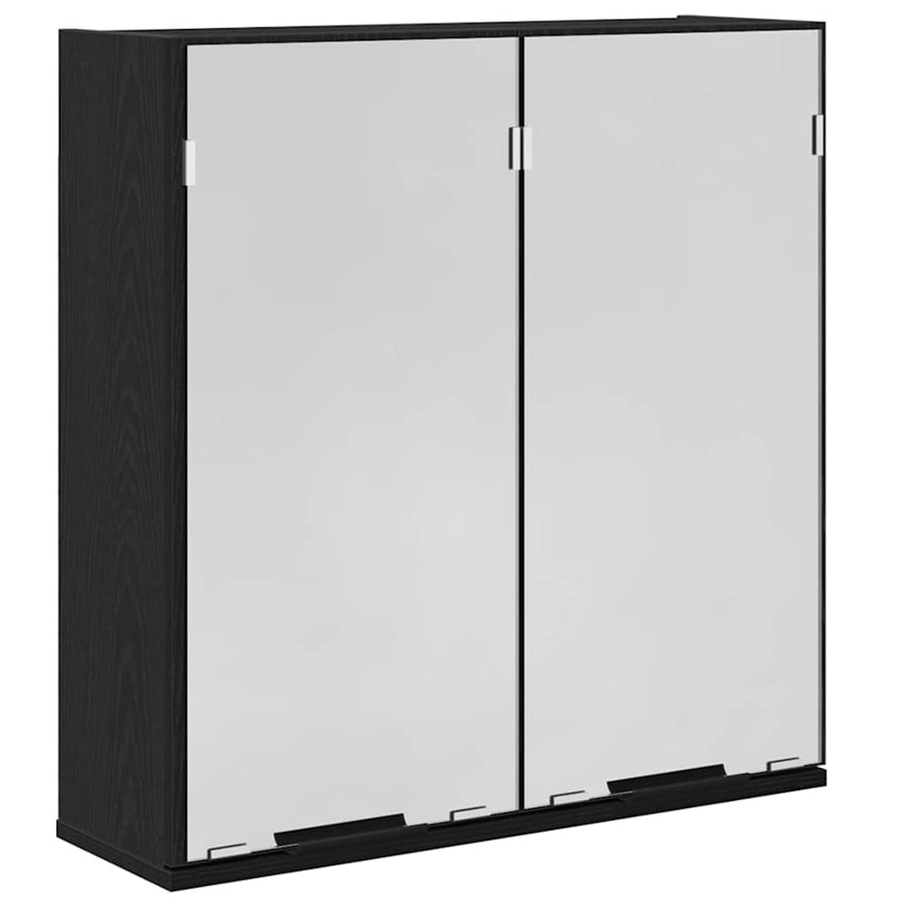 Spiegelschrank mit Regal Schwarz Eichenoptik