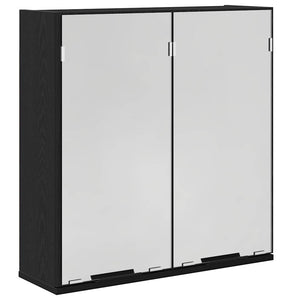 Spiegelschrank mit Regal Schwarz Eichenoptik