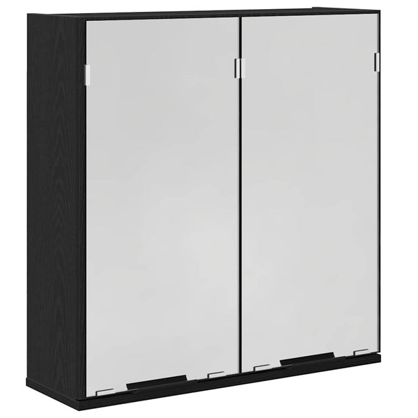 Spiegelschrank mit Regal Schwarz Eichenoptik