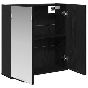 Spiegelschrank mit Regal Schwarz Eichenoptik