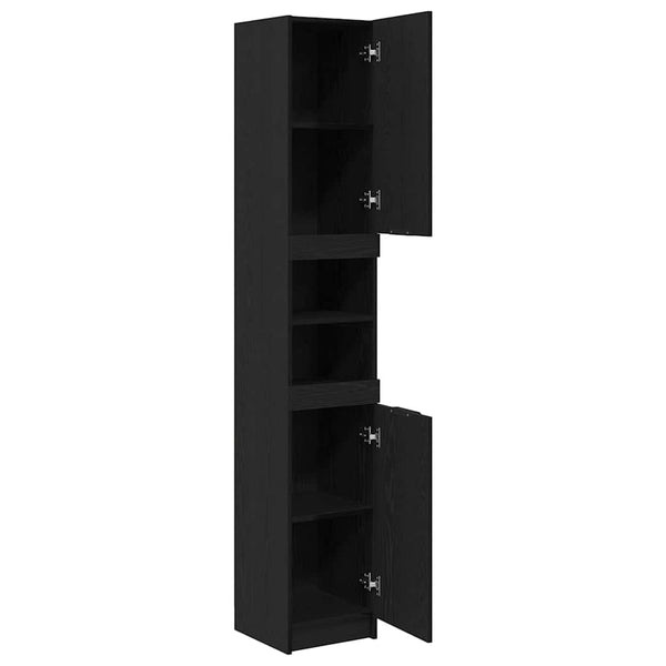 Schwarzer Badezimmerschrank Eichen-Optik