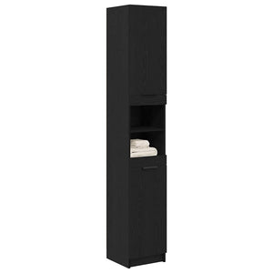 Schwarzer Badezimmerschrank Eichen-Optik