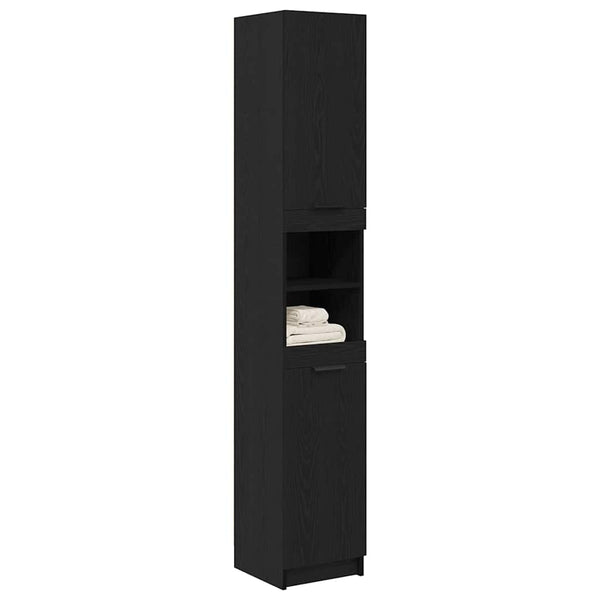 Schwarzer Badezimmerschrank Eichen-Optik