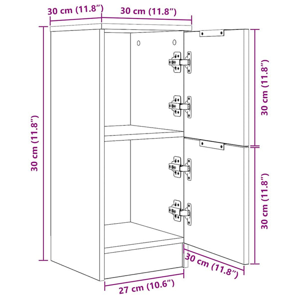 Sideboard Schwarz Eichenoptik 30x30x70cm