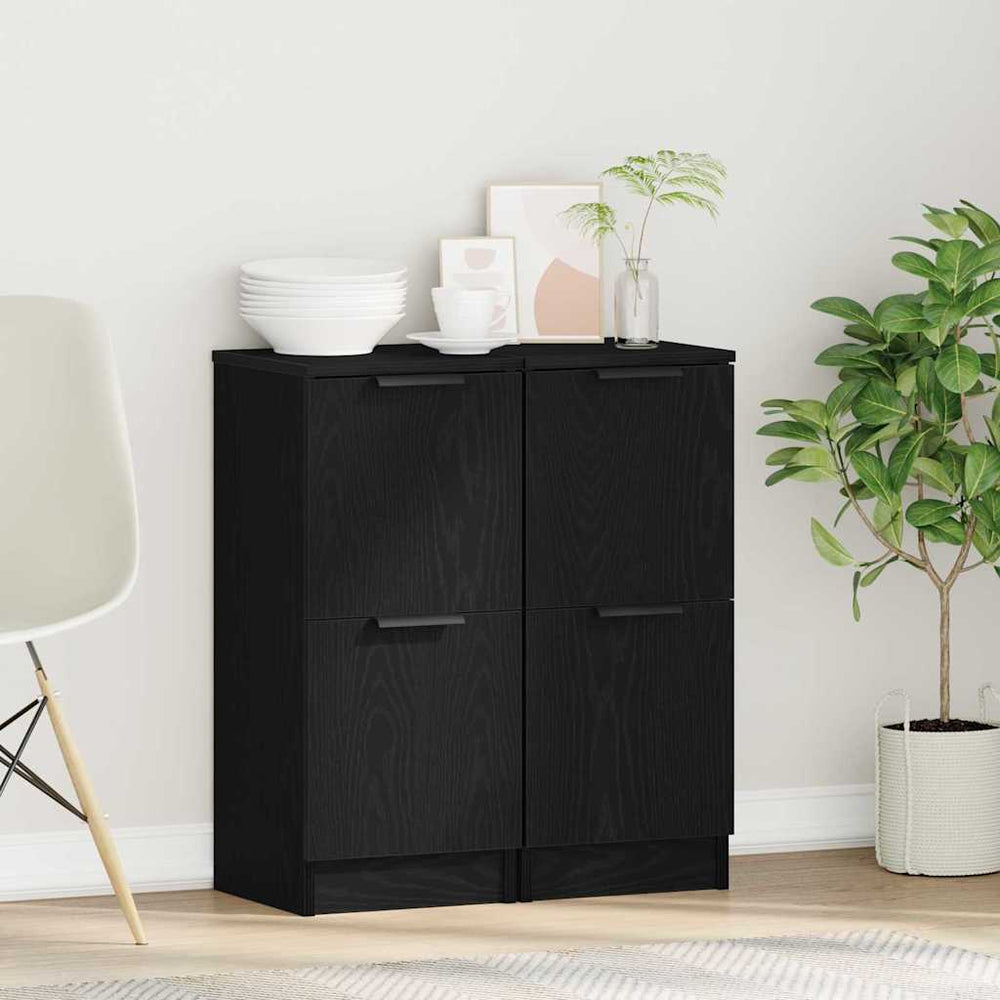 vidaXL Sideboard 2 pcs Black Oak Look 30 x 30 x 70 cm