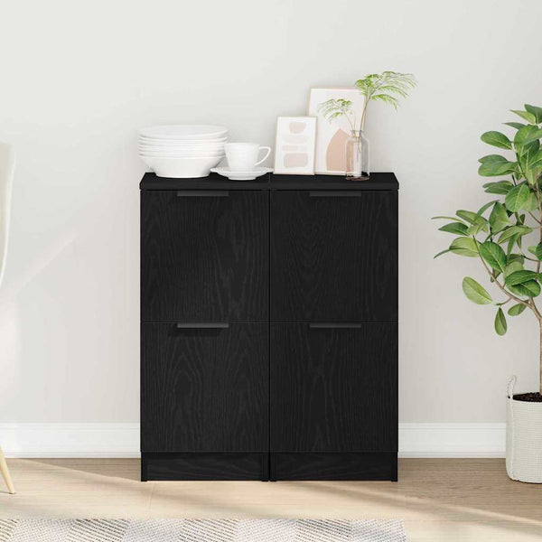 Sideboard 2er Set Schwarz Eiche 30x30x70 cm