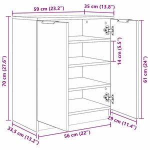Schuhschrank Schwarz Eiche 59x35x70 cm