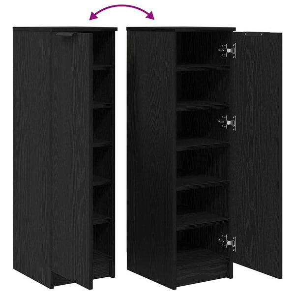 Schuhschrank mit Regal Schwarz Eichenoptik