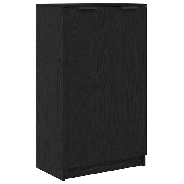 Schuhschrank Schwarz Eichen-Optik mit Regal